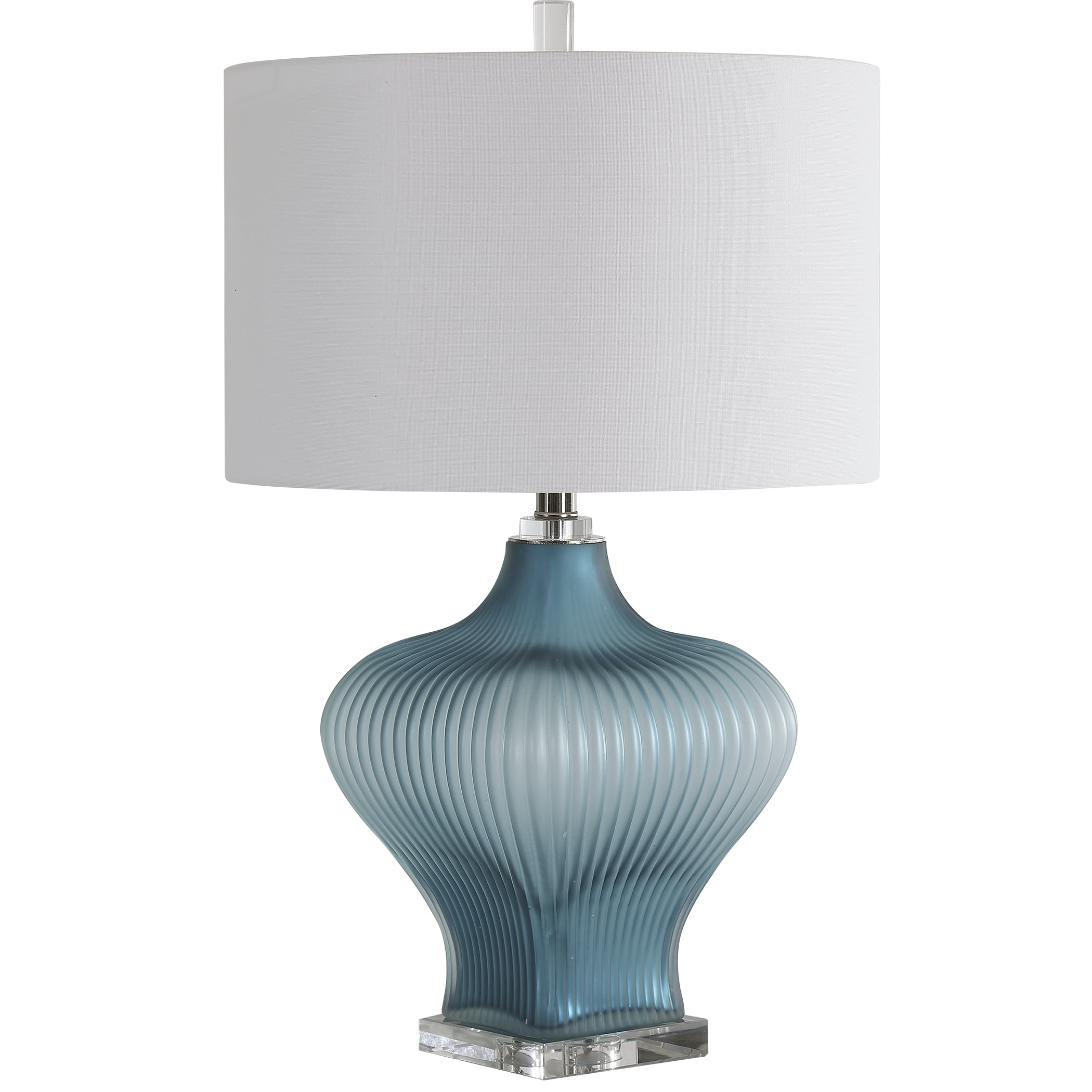 Uttermost Marjorie Frosted Turquoise, Grönö Table Lamp Frosted Glass White