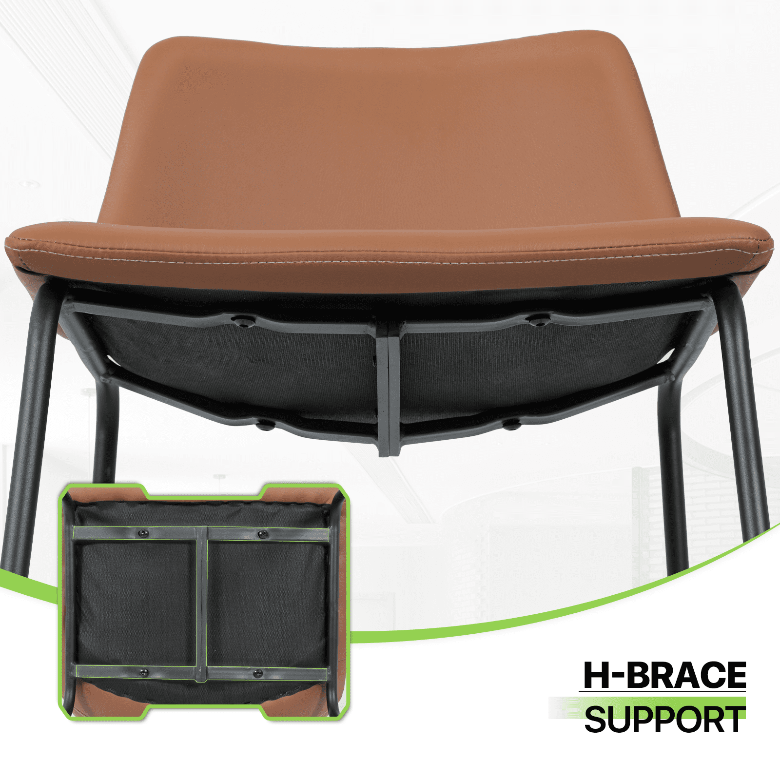 Magshion Modern Barstools Set of 2, PU Leather Counter Height Bar Stools, Dining Pub Chairs with Padded Bucket Seat, Brown
