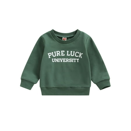 

Canrulo Toddler Baby Girl Boy St. Patrick s Day Outfits Sweatshirt Long Sleeve Pullover Shirt Casual Spring Clothes Green 12-18 Months