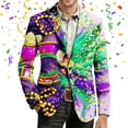 thumbnail image 2 of IWRICH Men's Mardi Gras Jacket Carnival Corduroy Blazer Printed Breasted Soft Work Formal Warm Casual Coat 20-Green XL, 2 of 4