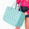 thumbnail image 5 of Bolsas de playa grandes a la moda, cestas de almacenamiento impermeables de goma EVA, bolso de compras de viaje, bolso de hombro para mujer, bolsa de gelatina de Color sólido, 5 of 5