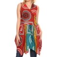 thumbnail image 4 of Sakkas Vale Womens African Ankara Sleeveless Short Cocktail Wrap Dress with Pocket - 35-Multi - One Size Regular, 4 of 5