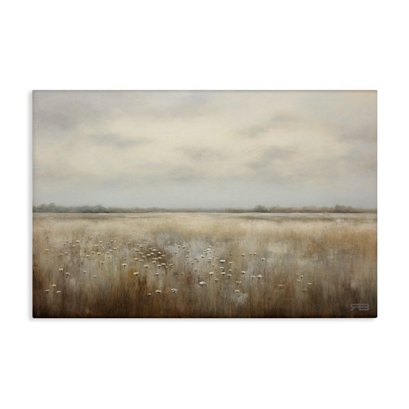 Stupell Industries Subtle Flower Meadow Landscape Painting Gallery Wrapped Canvas Art Print Wall Art, 24 x 16