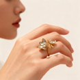 thumbnail image 3 of BQBQERT Gold And Silver Flower Inspired Open Rings Sturdy Stainless Steel Fashion Jewelry Artistic Open Band Rings For Her, 3 of 11