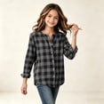 thumbnail image 7 of TGSLY Girls' Plaid Button Down Shirts Lightweight Soft Henley Long Sleeve Tops Relaxed Fit Casual Fall Regular Shoulder Blouses 6-8 Years, 7 of 7