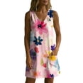 thumbnail image 6 of QUNYINEY Mini Sun Dresses for Women A Line Beach Sleeveless Floral Tank Dress Loose Fit V Neck with Pockets Casual Dresses, 6 of 7