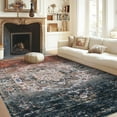 thumbnail image 7 of Geetinfly 10*13FT Area Rugs 100% Polyester Rug 350Gsm Velvet Weight Pearl Velvet Cotton Tpr Washed Folding Backing Carpet Xxy-Persia-Endai Blue/Orange, 7 of 7