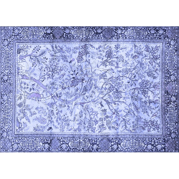 Ahgly Company Indoor Rectangle Animal Blue Traditional Area Rugs, 7' x 9'