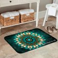 thumbnail image 2 of FJPT Non Slip Flannel Polyester Floor Mat Mandala Design Teal And Gold For Bathroom Kitchen Bedroom Decor 31.5x19.7 inch, 2 of 5