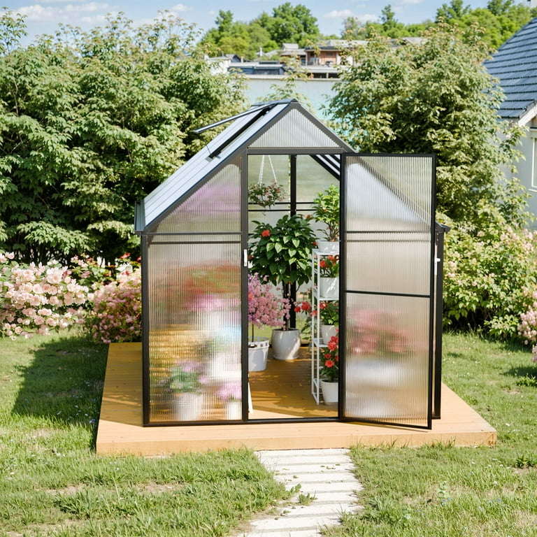 CDCASA 8.2x6.2 FT Quick Setup Polycarbonate Greenhouse with Roof