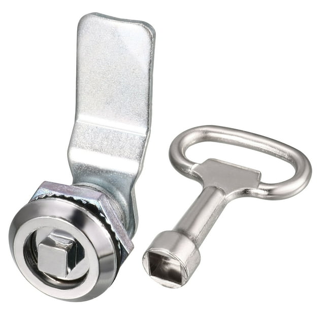 Cerradura tubular de panel de aleación de zinc para puerta de armario con llave de socket cuadrada tono plateado