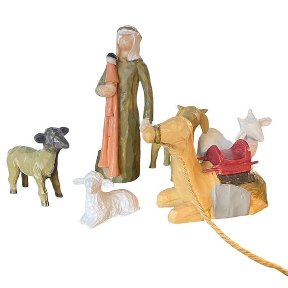 Charlodey Desk Decor Clearance Room Decor Tree Figures with the Three Wisemen Plus 6Pc Set White
