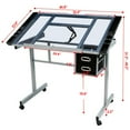 thumbnail image 7 of Yaheetech Glass Adjustable Height Rolling Drafting Art Table with Storage Drawers, Balck, 7 of 7