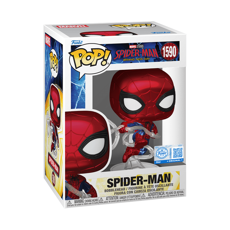 Funko POP!スパイダーマンBND 1590 Marvel, Spider-Man (Brand New Day) (Metallic) Exclusive Figure