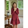 thumbnail image 4 of Arshiner Girl's Dress Vintage A-Line Long Sleeve Ruffle Swing Casual Velvet Dress with Pockets, 4 of 9
