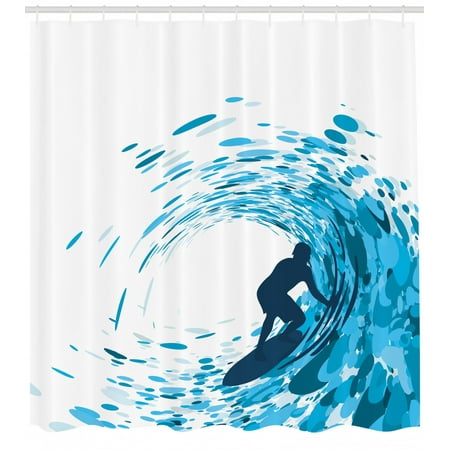 Ride The Wave Shower Curtain Silhouette Of A Surfer Under Giant