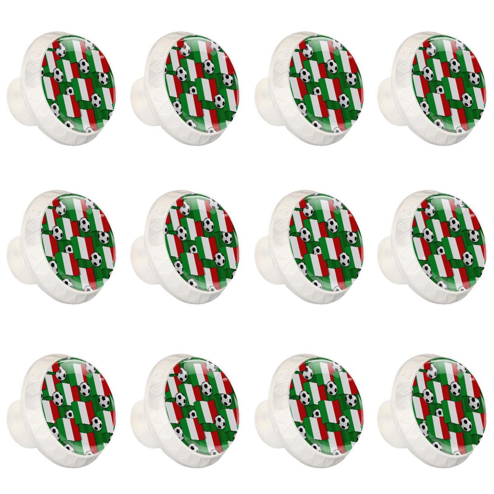 12 Pcs Italy Flags Sports Soccer Ball Knobs for Kitchen