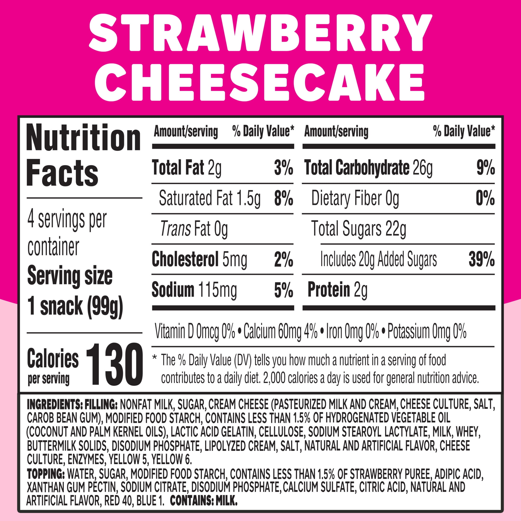 Jell-O Original Strawberry Cheesecake Pudding Cups Snack, 4 Ct Cups