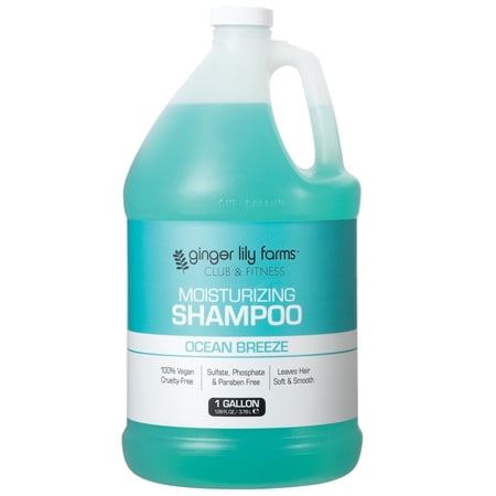 ginger lily farms club & fitness moisturizing shampoo for all hair types 100% vegan & cruelty-free ocean breeze scent 1 gallon (128 fl oz) refill