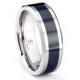 thumbnail image 1 of Andrea Jewelers Cobalt Xf Chrome 8MM Two Tone Beveled Wedding Band Ring Sz 11.5, 1 of 4