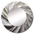 thumbnail image 2 of Designart "Majestic Motion In White And Grey" Abstract Spirals White Large Round Mirror - Round Office Mirror Wall Decor - Modern Round Printed Mirror - 23" x 23", 2 of 6