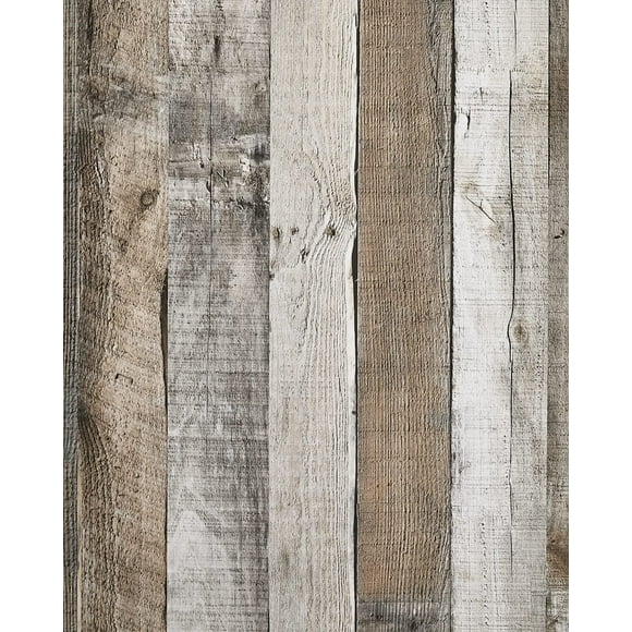 Yun-aeon Papel pintado de contacto de madera natural y gris, papel pintado para despegar y pegar, 17,3 x 120 pulgadas, autoadhesivo, extraíble, estilo vintage, de madera sintética, estante para tablon