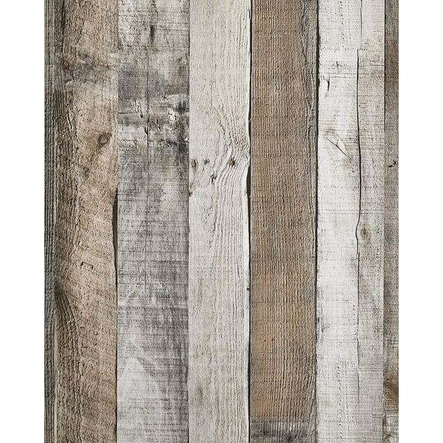 Yun-aeon Papel pintado de contacto de madera natural y gris, papel pintado para despegar y pegar, 17,3 x 120 pulgadas, autoadhesivo, extraíble, estilo vintage, de madera sintética, estante para tablon