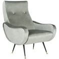 thumbnail image 2 of SAFAVIEH Elicia Velvet Retro Mid Century Accent Chair, Light Grey, 2 of 9
