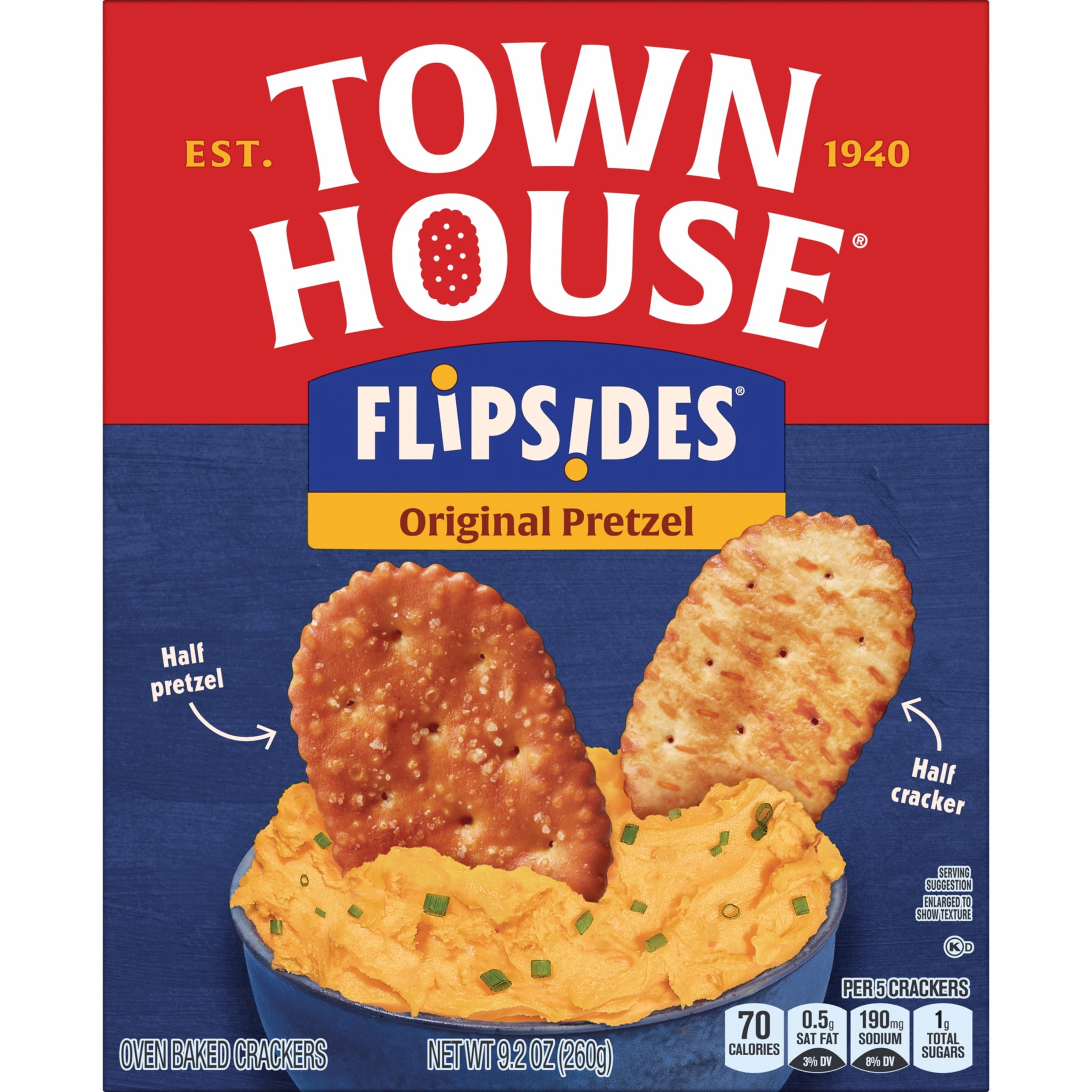 Town House FlipSides Original Oven Baked Crackers, Salty Snacks