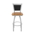 thumbnail image 5 of 870 Hadleigh 25" Swivel Counter Stool with Anodized Nickel Finish and Medium Oak Seat and Black Vinyl Back, 5 of 5