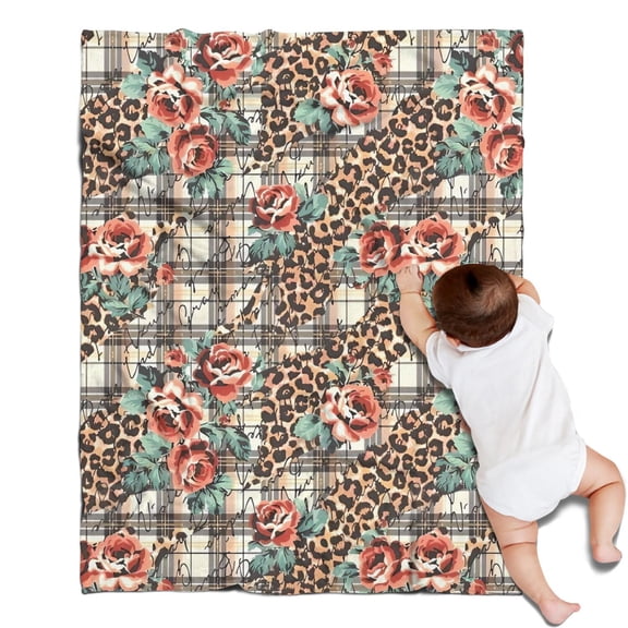Pioneer Flower Floral Print Pattern Blanket,Comfortable Soft Flannel Throw Blanket,All Season,Warm Lightweight Blankets for Sofa Bed Couch Living Room Chair,30"x40"