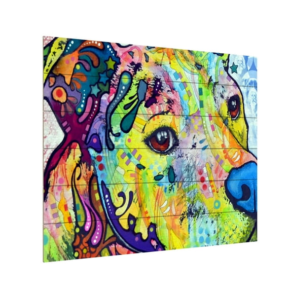 Dean Russo 'Thoughtful Pitbull III' Wood Slat Art