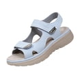 thumbnail image 2 of Domuza Wide Sandals for Women Dressy Strappy Arch Support Flat Wedge Sandals Women Open Toe Ankle Strap Comfortable Platform Slip-On Walking Shoes Dark Blue 8（EU-40）, 2 of 4