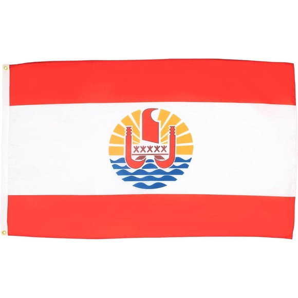 2024 Paris Olympics French Polynesia Flag - 3x5 Ft - 100D Polyester French Polynesian Banner With Two Metal Grommets - Fade Resistant - Vivid Colors -_High-quality
