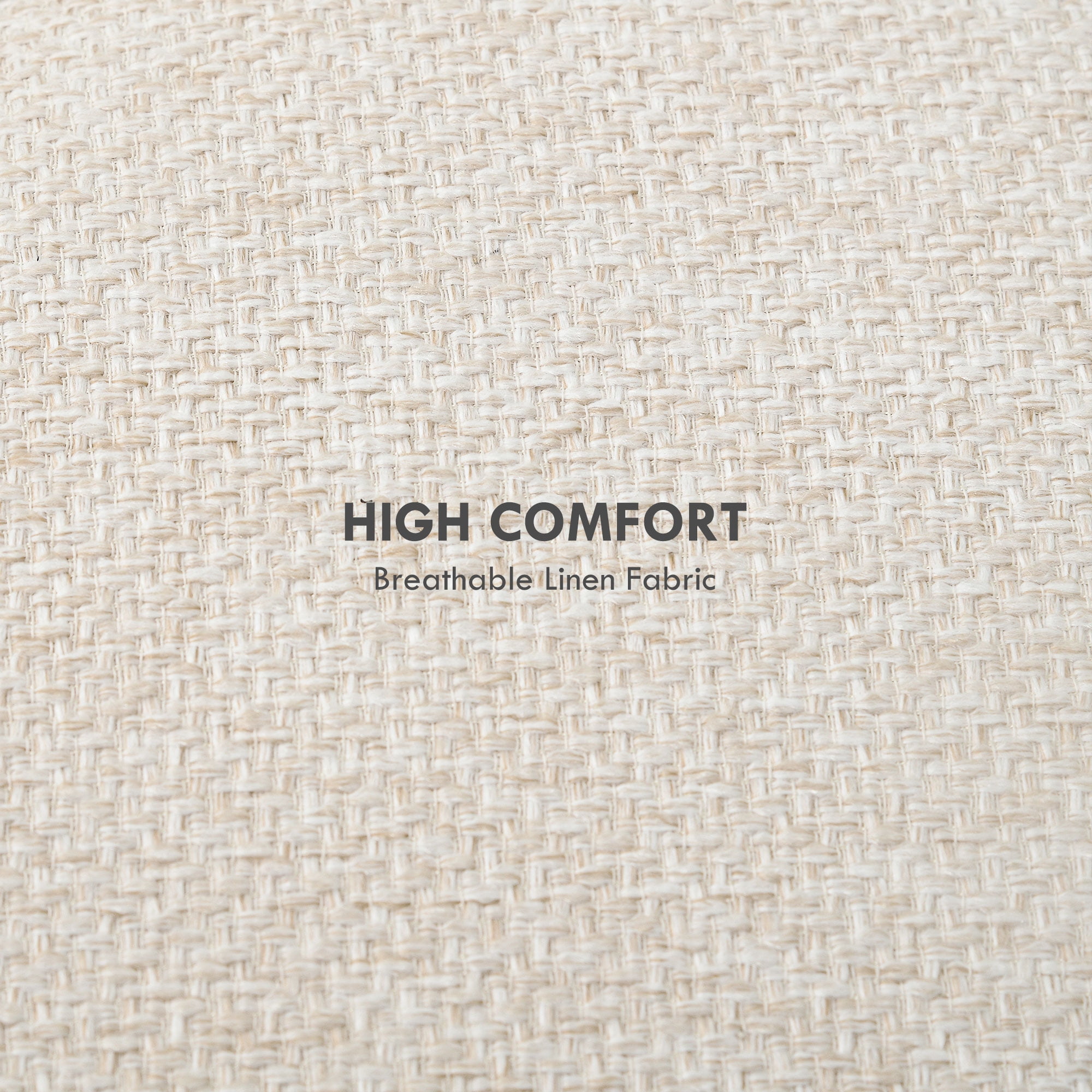 HOMCOM Storage Ottoman, Round Footstool with Linen Feel Fabric Upholstery, Removable Top, Hidden Space and Wood Legs for Living Room, Cream White