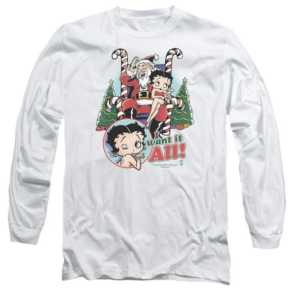 Betty Boop Men's I Want It All Long Sleeve White