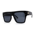 thumbnail image 2 of Oversize Thick Plastic Horn Rim Flat Top Sunglasses All Black, 2 of 4