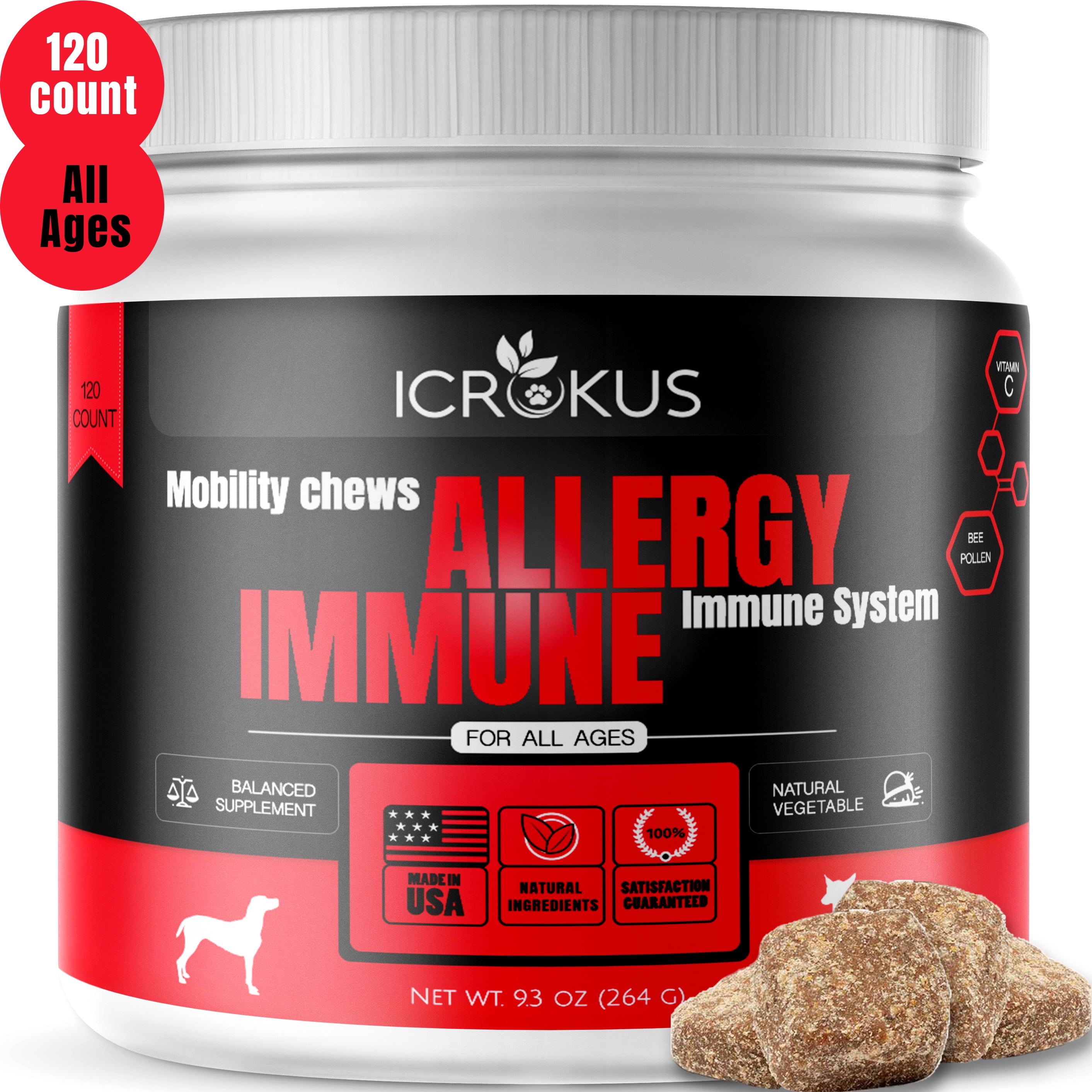 ICROKUS Probiotics for Dogs Allergy Relief Immunity Supplement for Dogs