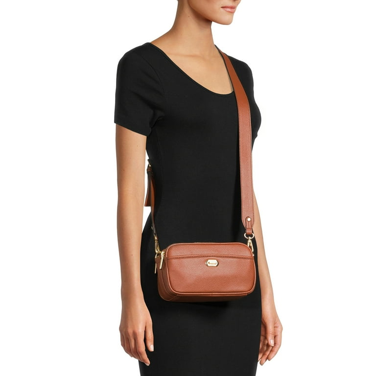 womens brown faux leather crossbody bag