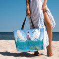 thumbnail image 4 of KLL Lighthouse Sea Port Print Large Beach Tote Bag Women Waterproof Sandproof Zipper Beach Tote Bag for Pool Gym Grocery Travel with Wet Pocket, 4 of 7