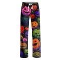 thumbnail image 4 of JULMCOMO Halloween Pajamas Pants for Women Cat Pumpkin Ghost Print Elastic Waist Drawstring Trendy Pajama Bottoms Cute Print Loose Fit Comfy Pj Pants Green XL, 4 of 6