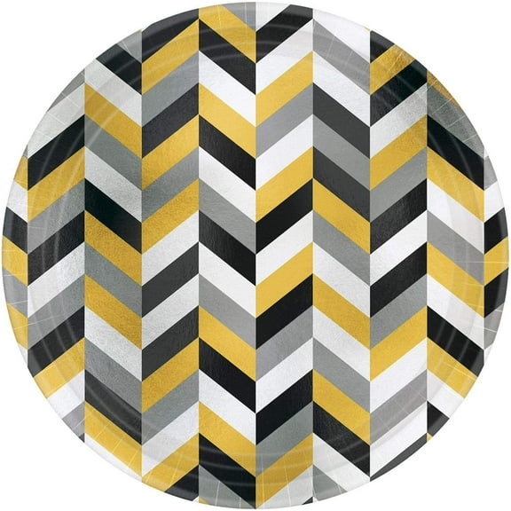 Modern Metallic Chevron Theme Party 10.5" Banquet Plates