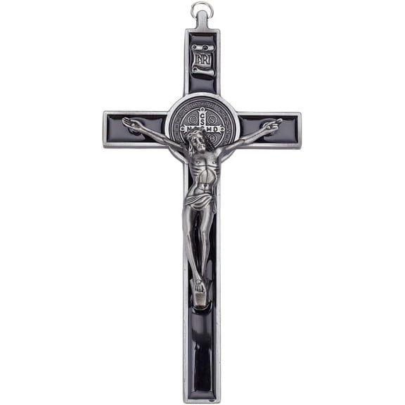 1Pc Crucifix Wall 192mm(7.56 Inch) Black Wall Hanging Alloy Decoration Gatholic Wall Mounted Ornament for Home Party Gift Decor Black DIY