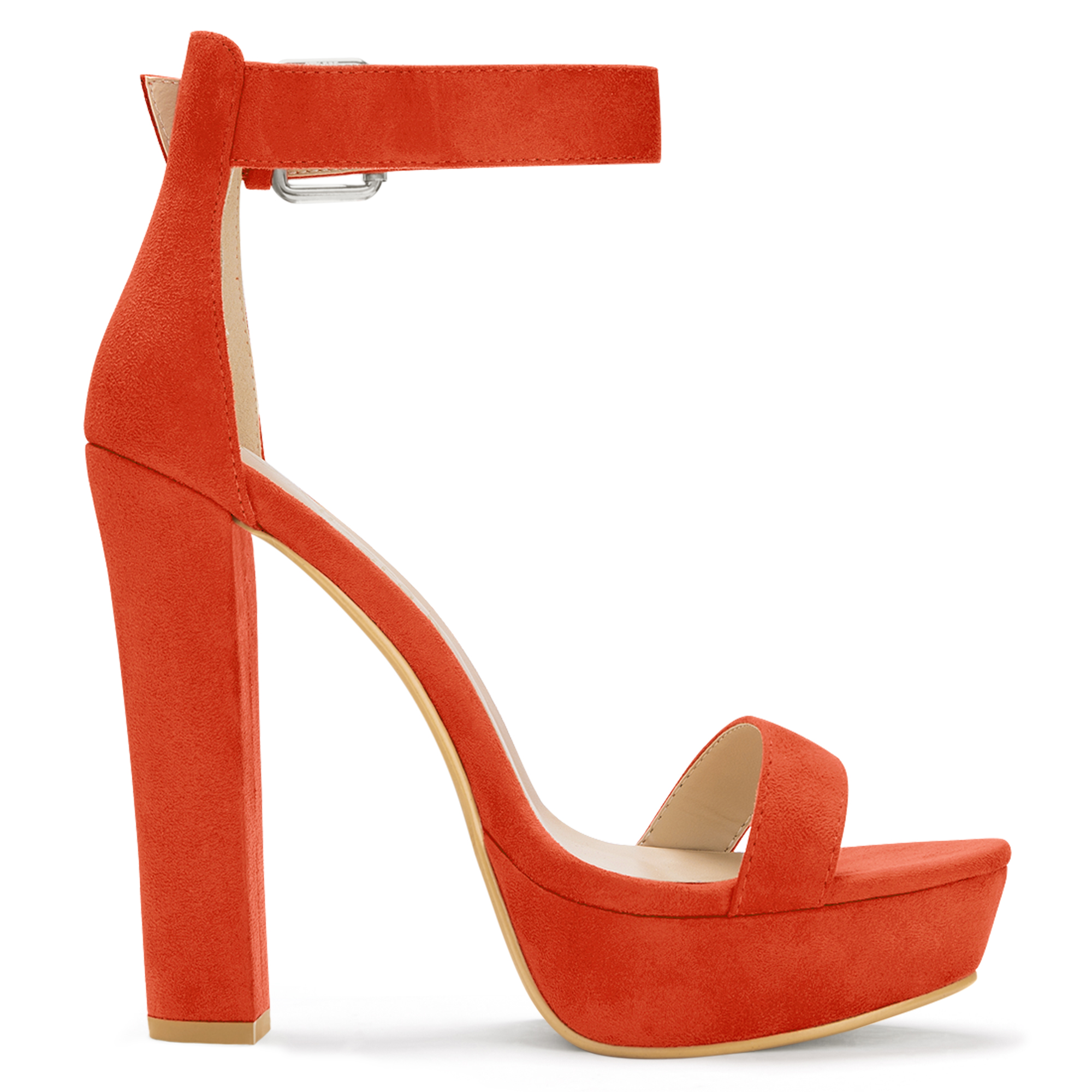 DARING DIVA Women's Platform High Chunky Heel Sandals Orange US 9/UK 7/EU 39