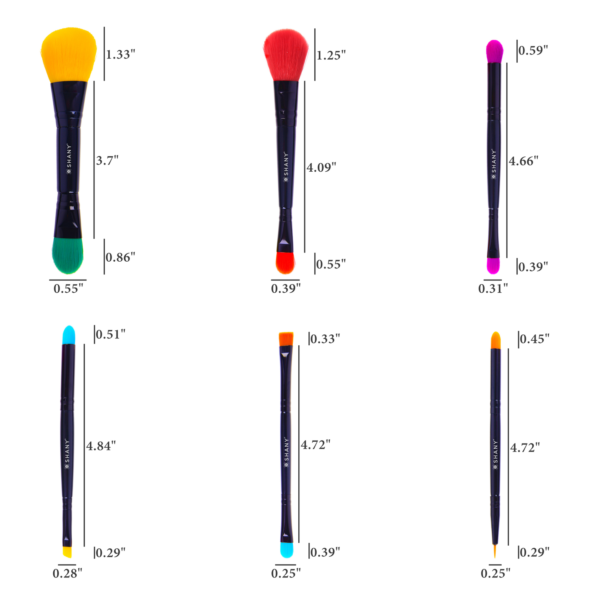 SHANY Vegan Makeup Brushes - LUNA  - 6 PC Double Sided Travel Make up Brushes with 12 unique Bristles - with Brush storage Pouch - Synthetic - image 4 of 5