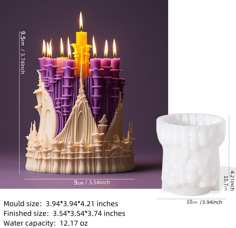ABCISI 3D European Style Castle Candle Silicone Mold, Silicone Mold for Resin Cake Chocolate Mold for DIY Gift Home Decor
