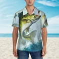 thumbnail image 2 of Daiia Largemouth Bass jumps out of water Print Hawaiian Shirt for Men Gentle Cotton Regular Short Sleeve Casual,Small, 2 of 7