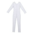 thumbnail image 2 of Runhomal Kid Girls Long Sleeve Round Neck Unitard Catsuit Full Bodysuit Jumpsuit Gymnastics Exercise White 3XL, 2 of 3