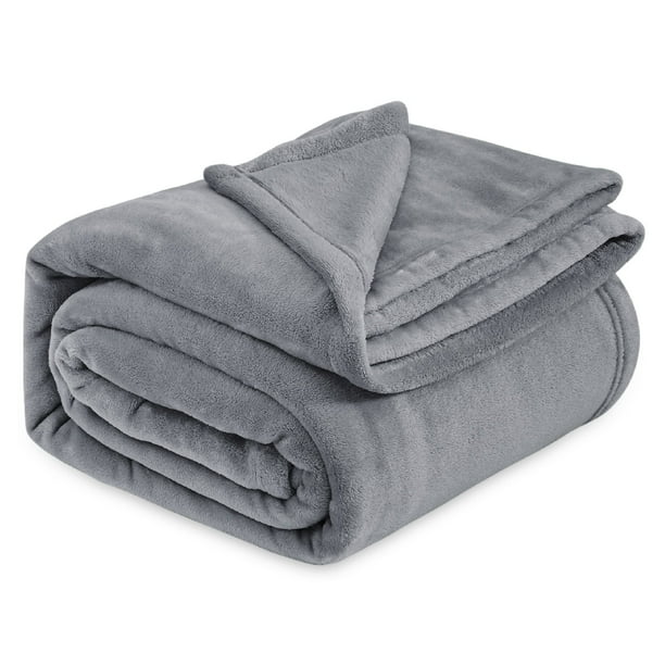 Manta de cama, forro polar, tamaño king, gris, 274 x 229 cm, suave felpa