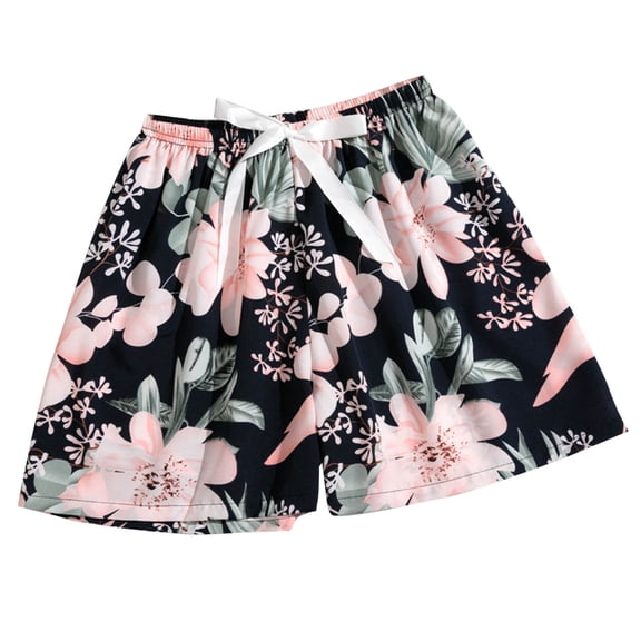 Tnhcen Women's Pajama Shorts Casual Print Elastic Waist Free Size Home Wear Polyester Lounge Shorts Lightweight Breathable 5-Inch Inseam Sleepwear – Women's Night & Lounging Pants